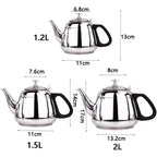 2/1.5/1.2L Stainless Steel Teapot Kettle Tea Water Stove Coffee Pot Home Office Restaurant Kettle Whistling Kettle Teakettle