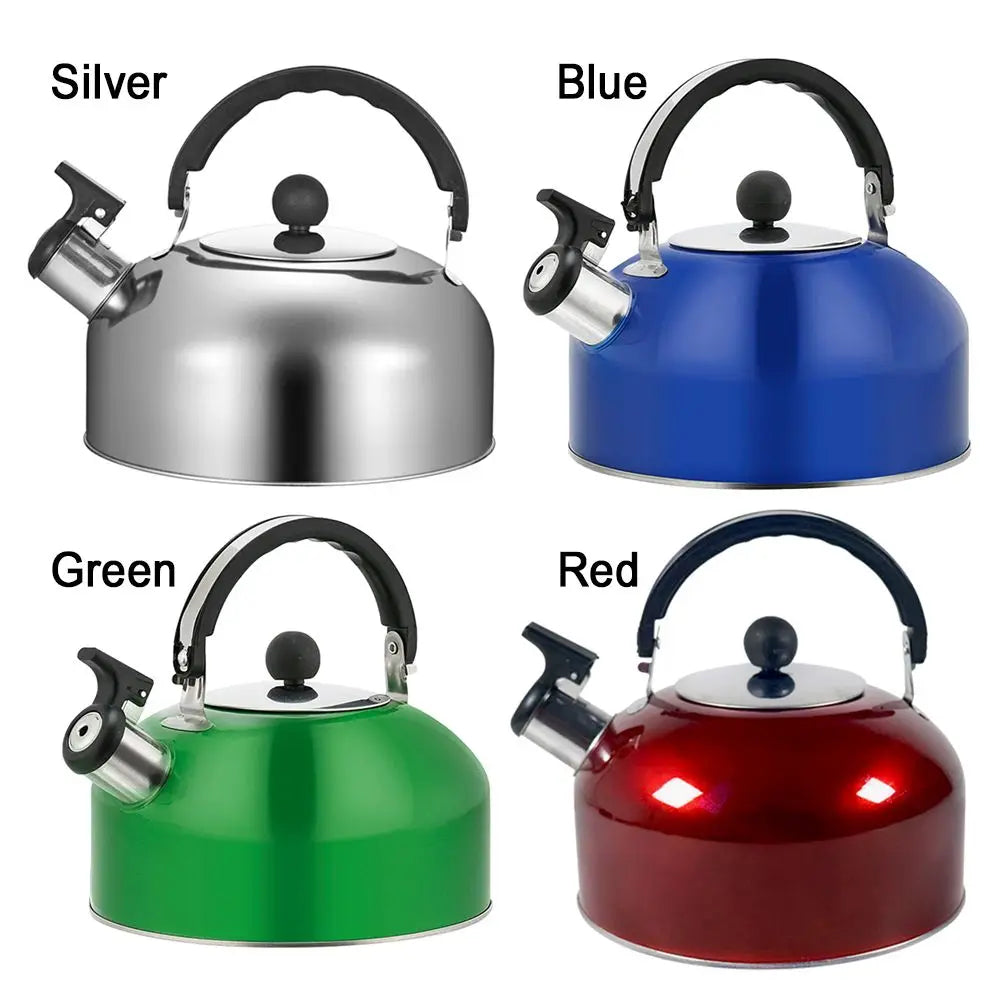 3L Stainless Steel for Hiking Cooking Ergonomic Handle Whistling Kettle Teakettle Stove Gas Water Kettle Teapot for Trips