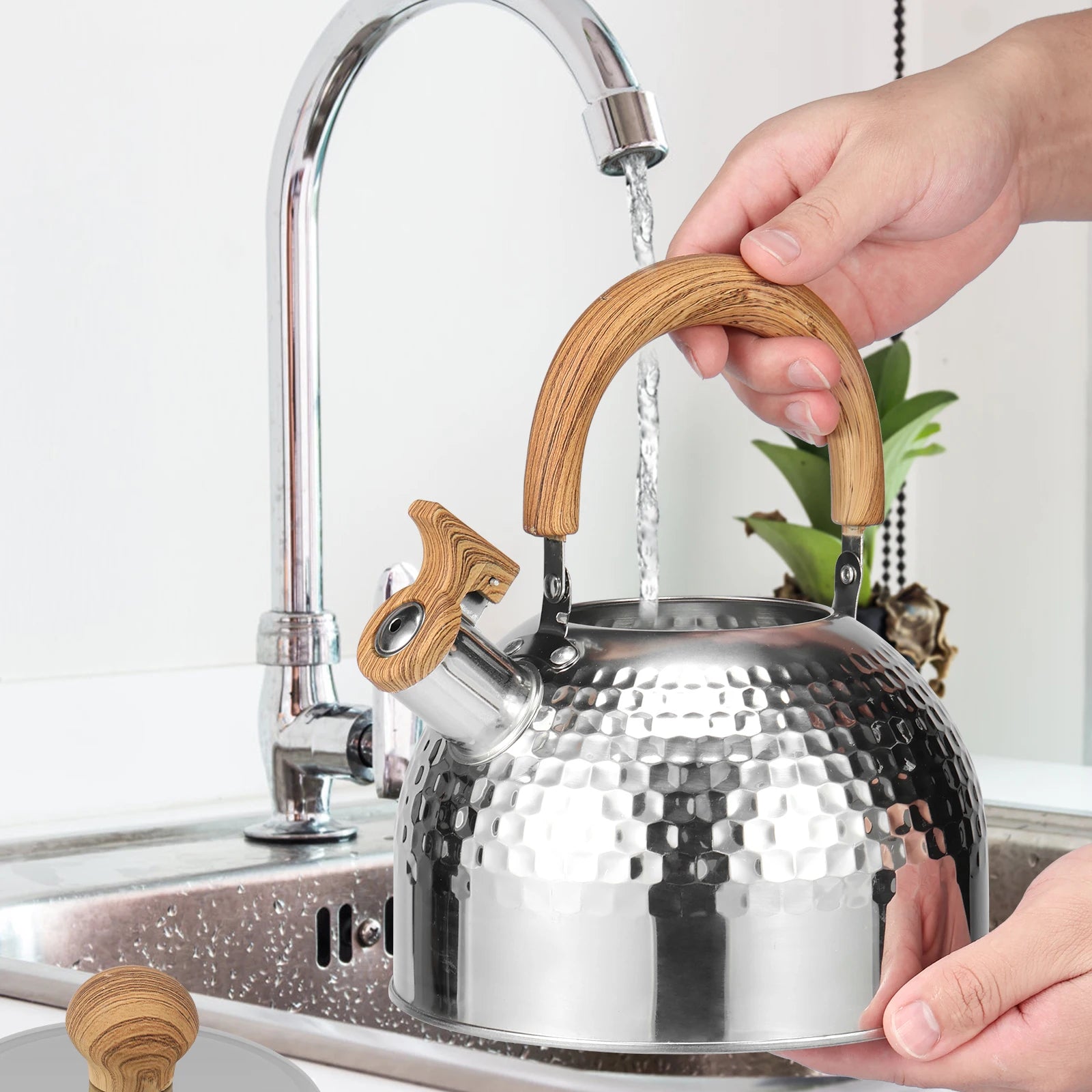 Tea Kettle with Anti-scald Handle Rustproof Whistling Tea Kettle Food Grade Stainless Steel Stove Top 3/2L Tea Pot Kitchen Tool