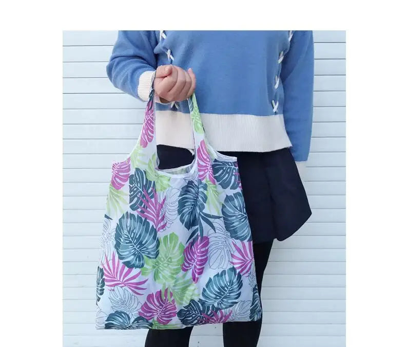 Tote Bags Flower Print Women's Grocery Handbags Outdoor Foldable Shopper Eco Shopping Bag Reusable Storage Bag Organizer Bags