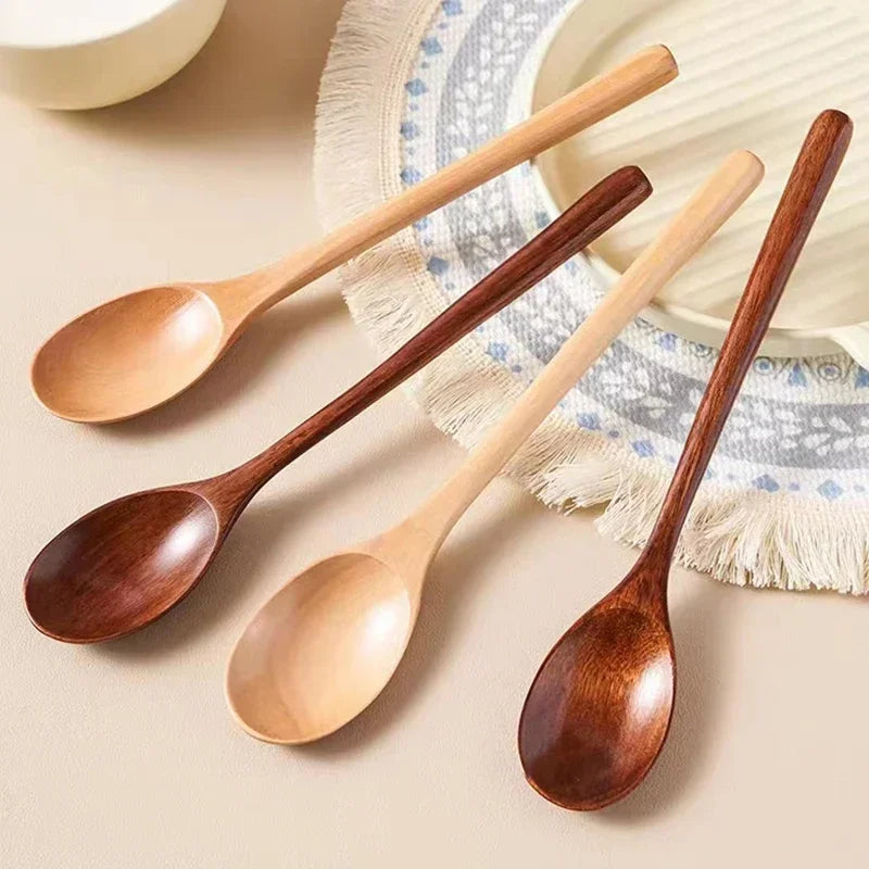 1/2pcs Wooden Spoon Kitchen Cooking Utensil Tools Soup Tea Spoon Tableware Catering Cooking Tool Coffee Soup Honey Spoon