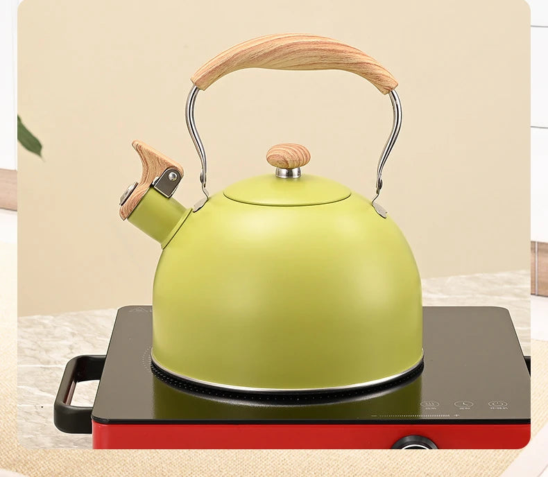 Whistle Kettle Stainless Steel Kettle for Boiling Water Chirping Camping Teapot Folding Handle Teapots to Boil Water Gas Stove