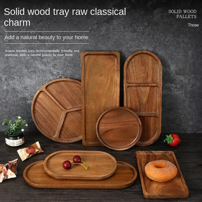 Japanese solid wood fruit plate factory wholesale wooden tray multi-size high-value fruit tray snack plate