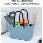 Portable Picnic Tote Shopping Bag Large Capacity  Bag, Large Plastic Utility Basket,Washable Beach Travel Handbag Storage Bags