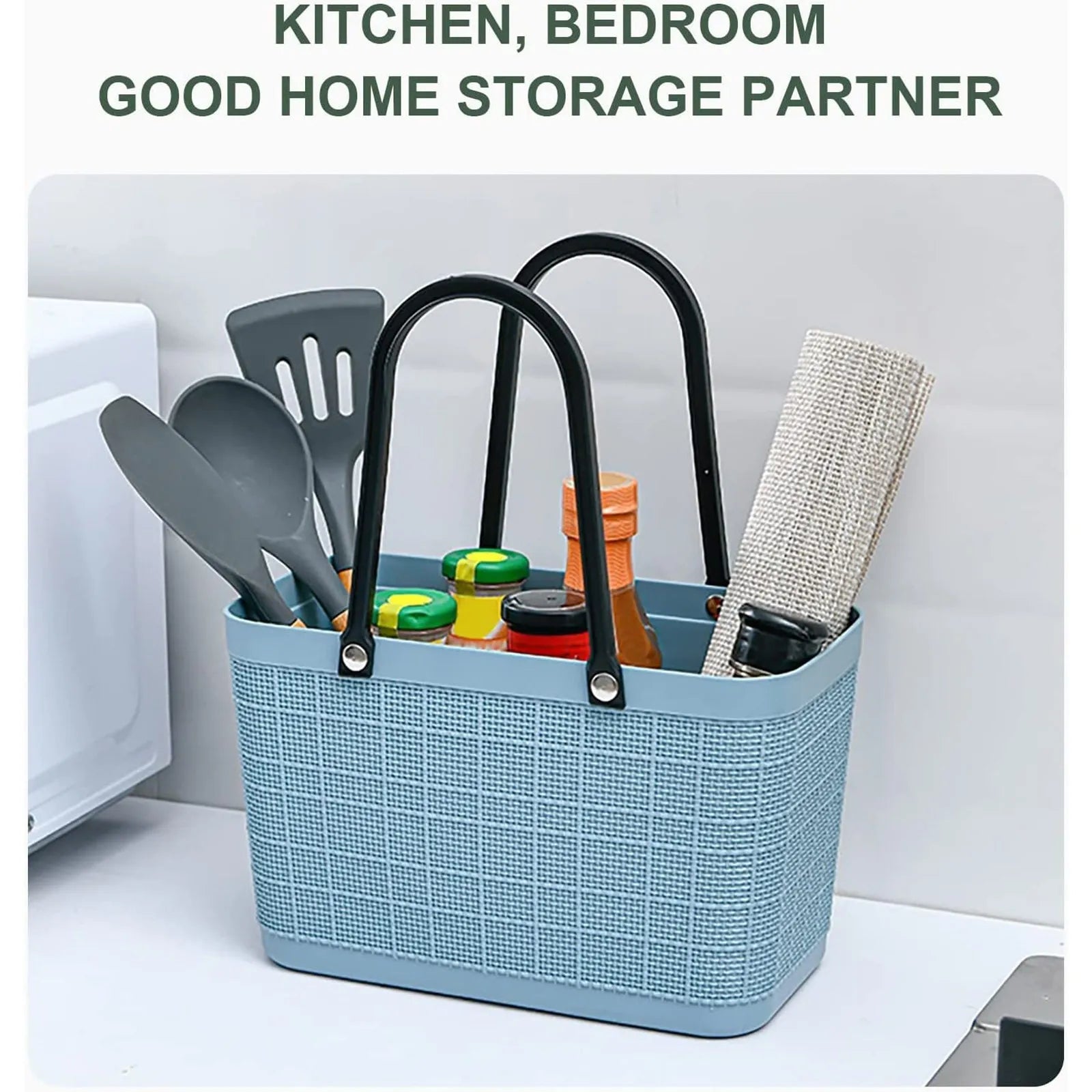 Portable Picnic Tote Shopping Bag Large Capacity  Bag, Large Plastic Utility Basket,Washable Beach Travel Handbag Storage Bags