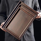 Wooden Food Tray Solid Wood Serving Tray With Handle Rectangular Wooden Dinner Bread Fruit Food Plate