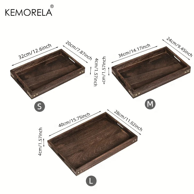 Wooden Rectangular Tea Tray Wooden Tray Wooden Hotel Dinner Tray Suitable for Dinner Dessert Bathroom Supplies Kitchen Storage