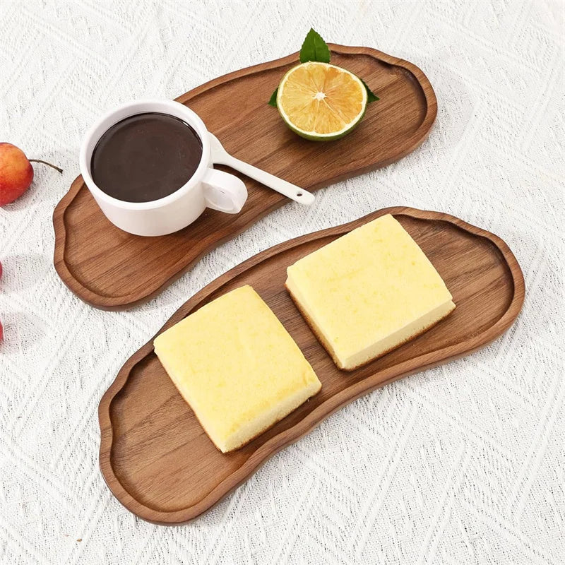 Wooden Tea Coffee Tray Fruit Dessert Candy Plate Japanese Style Bread Snack Food Dish Tray Decorative Tableware for Home Kitchen