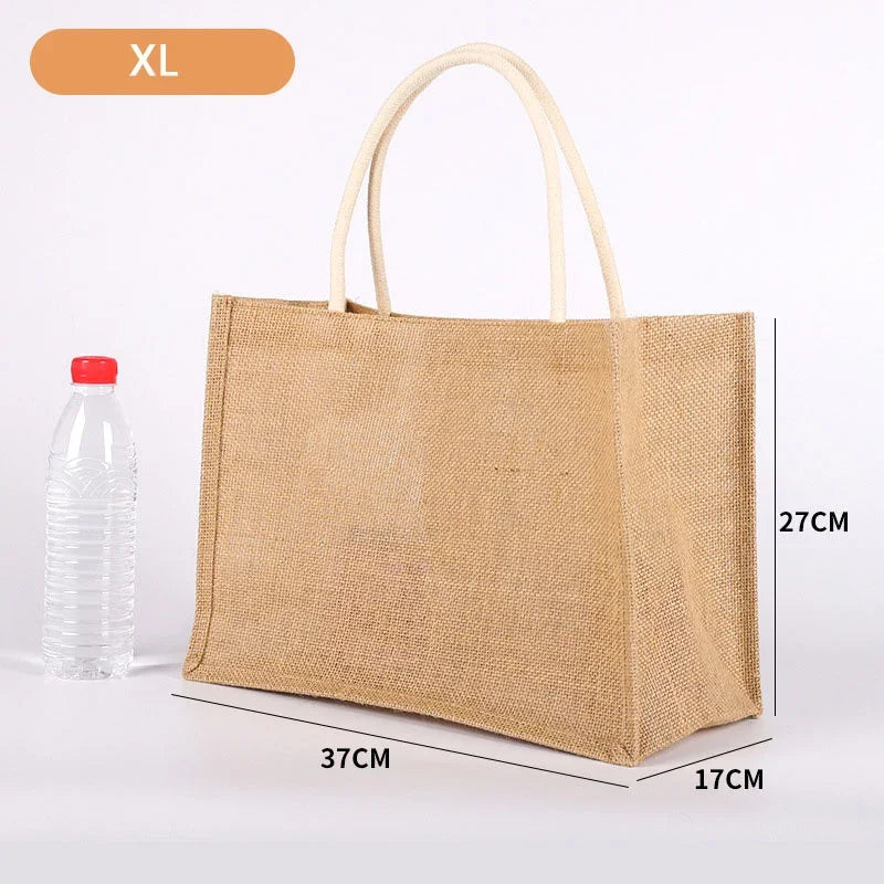 New Burlap Tote Bags Mini Burlap Beach Bags Portable Jute Tote Bag Multipurpose Burlap Hand Bags For Shopping Trips Beach School