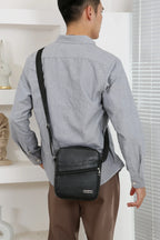 Men‘s PU Shoulder Bag Messenger Bag Casual Waterproof Nylon Zipper Pocket Handbag Fashion Tote Travel Male Crossbody Bags
