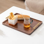 Wooden Serving Tray with Handles Bamboo Tea Tray Food Tray for Breakfast Coffee Dessert Snack Platter Home Coffee Table