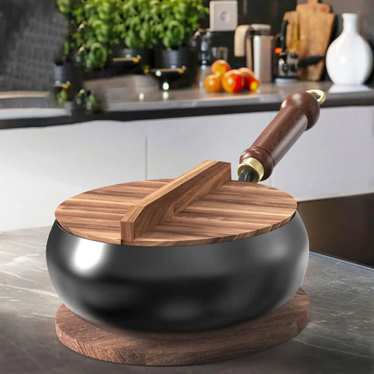 new Cast Iron Skillet Non Coated Camping Cooker Soup Pot Outdoor Cooking Pan Stew Stock Pots Kitchen Dining Bar Household Iron