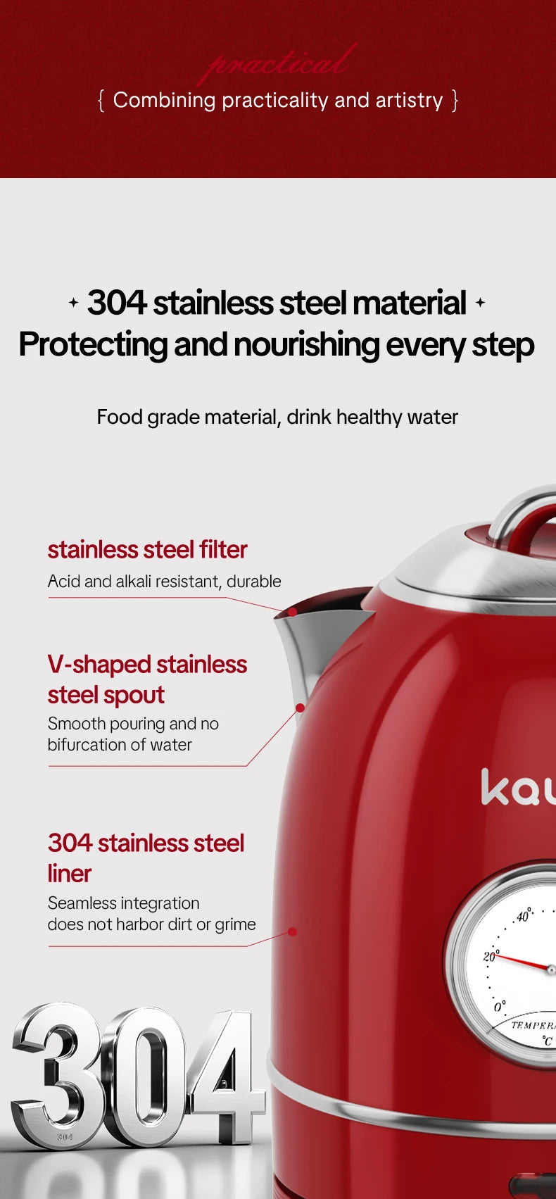 European-style retro electric kettle, 3L large capacity, constant temperature and heat preservation, a great home item