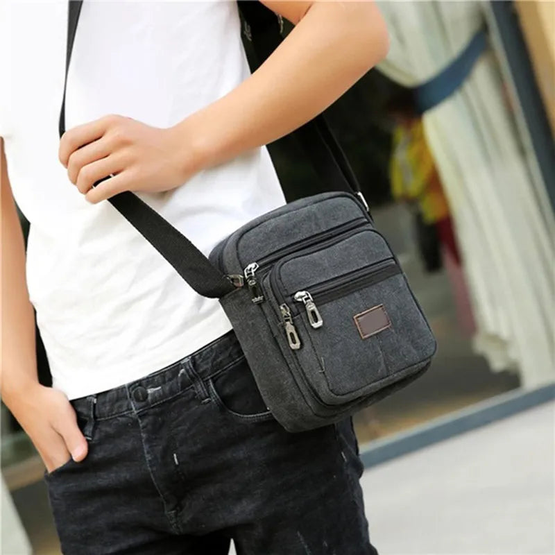 Men's Shoulder Bag Business Leisure Large Capacity Portable Handbag Zipper Multi Layer Waterproof Summer Male's Crossbody Bags