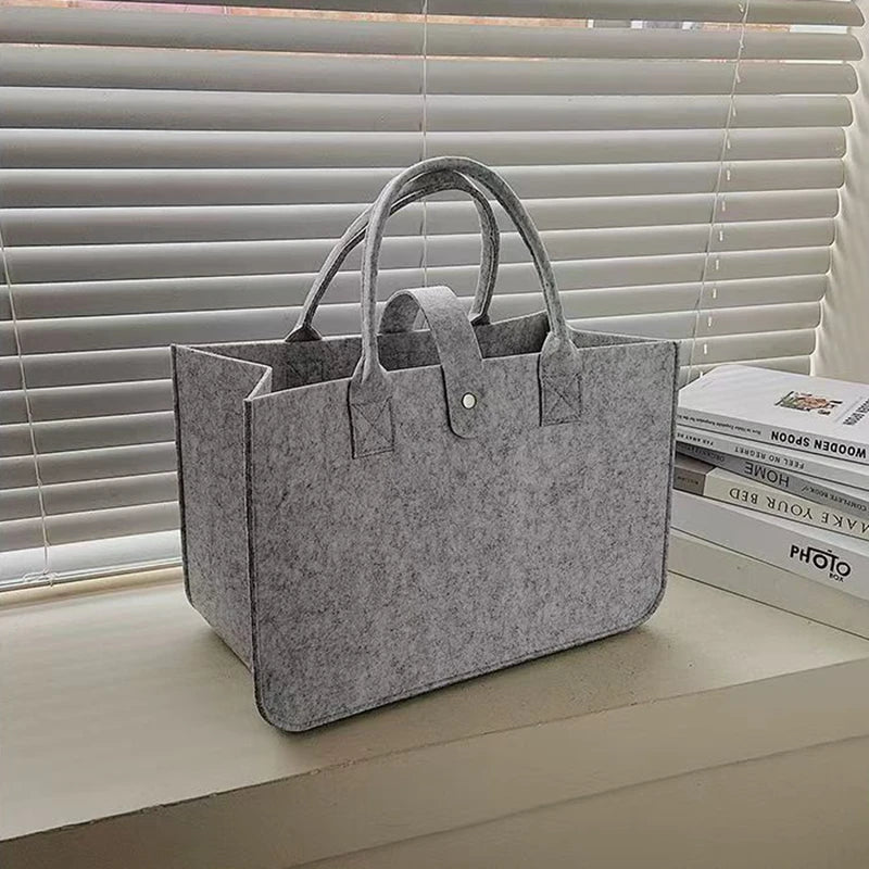 Tote Bag Women Shopping Bag Felt Foldable Grocery Basket  Storage Organizer Utility Tote Handbag for Picnic Beach Pool Travel