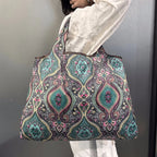 Tote Bag, Large-Capacity Tote Bag, Reusable Satchel Environmentally Friendly Lightweight Shopping Bag with Printed Pattern, Outdoor Foldableable Satchel Camping Style Travel Bag