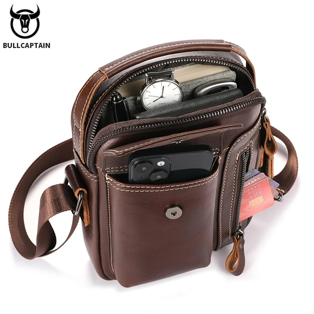 Casual Fashion Men's Messenger Bag's Business Portable Handbag Man Leather Shoulder Bag Mobile 6.5'' Phone Bags