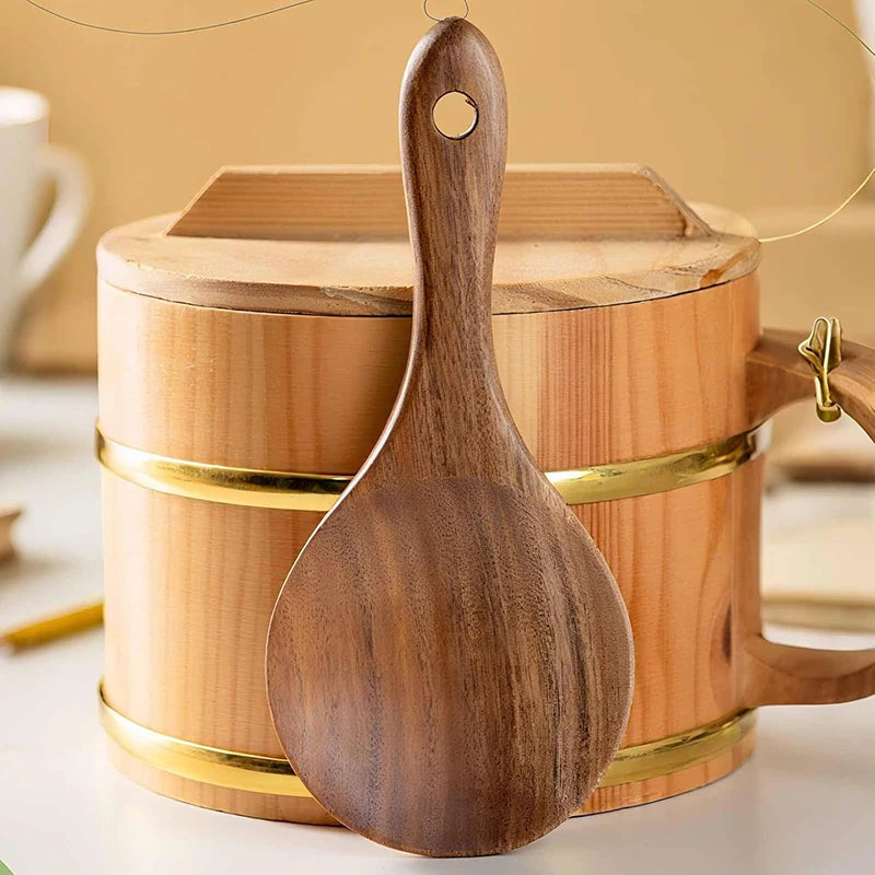 Wood Rice Spoon Wooden Kitchen Spoon Rice Paddle Scoop Ladle Tablespoon Big Serving Spoon Tableware Kitchen Utensils Cooking Too