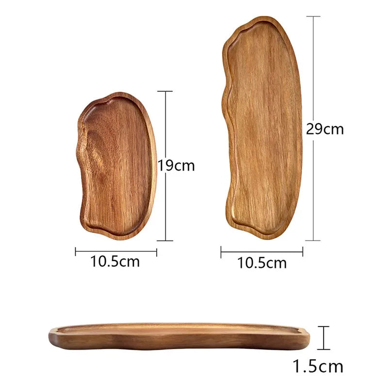 Wooden Tea Coffee Tray Fruit Dessert Candy Plate Japanese Style Bread Snack Food Dish Tray Decorative Tableware for Home Kitchen