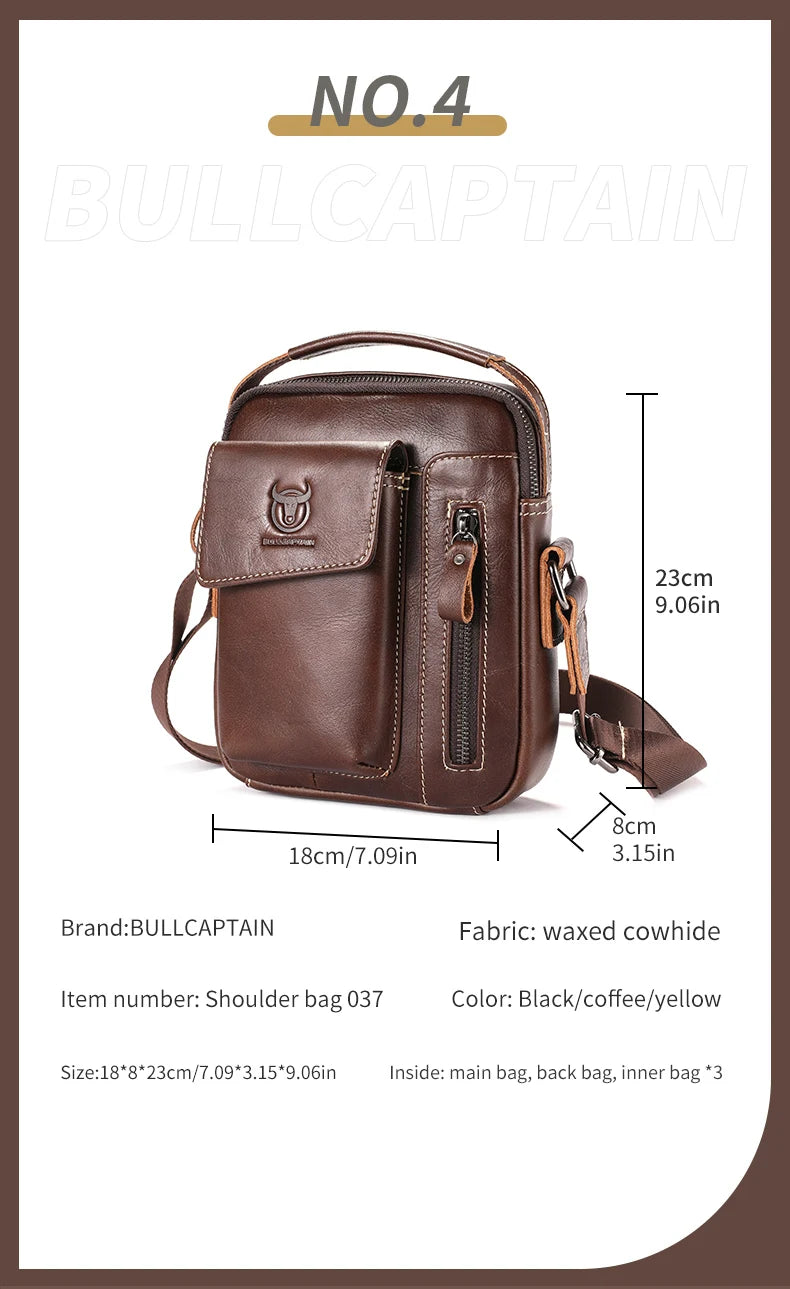Casual Fashion Men's Messenger Bag's Business Portable Handbag Man Leather Shoulder Bag Mobile 6.5'' Phone Bags