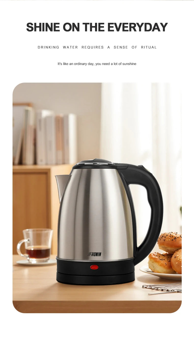 Stainless Steel Electric Kettle 1.8L 220V Silver Black Base Separation Desion Rust-resistant Durable for Home During Travel