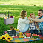 Portable Picnic Tote Shopping Bag Large Capacity  Bag, Large Plastic Utility Basket,Washable Beach Travel Handbag Storage Bags