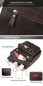 Genuine Leather Men's Shoulder Bag Luxury Work Business Messenger Bags Fashion Male Crossbody with Adjustable Straps
