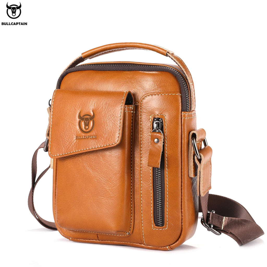 Casual Fashion Men's Messenger Bag's Business Portable Handbag Man Leather Shoulder Bag Mobile 6.5'' Phone Bags