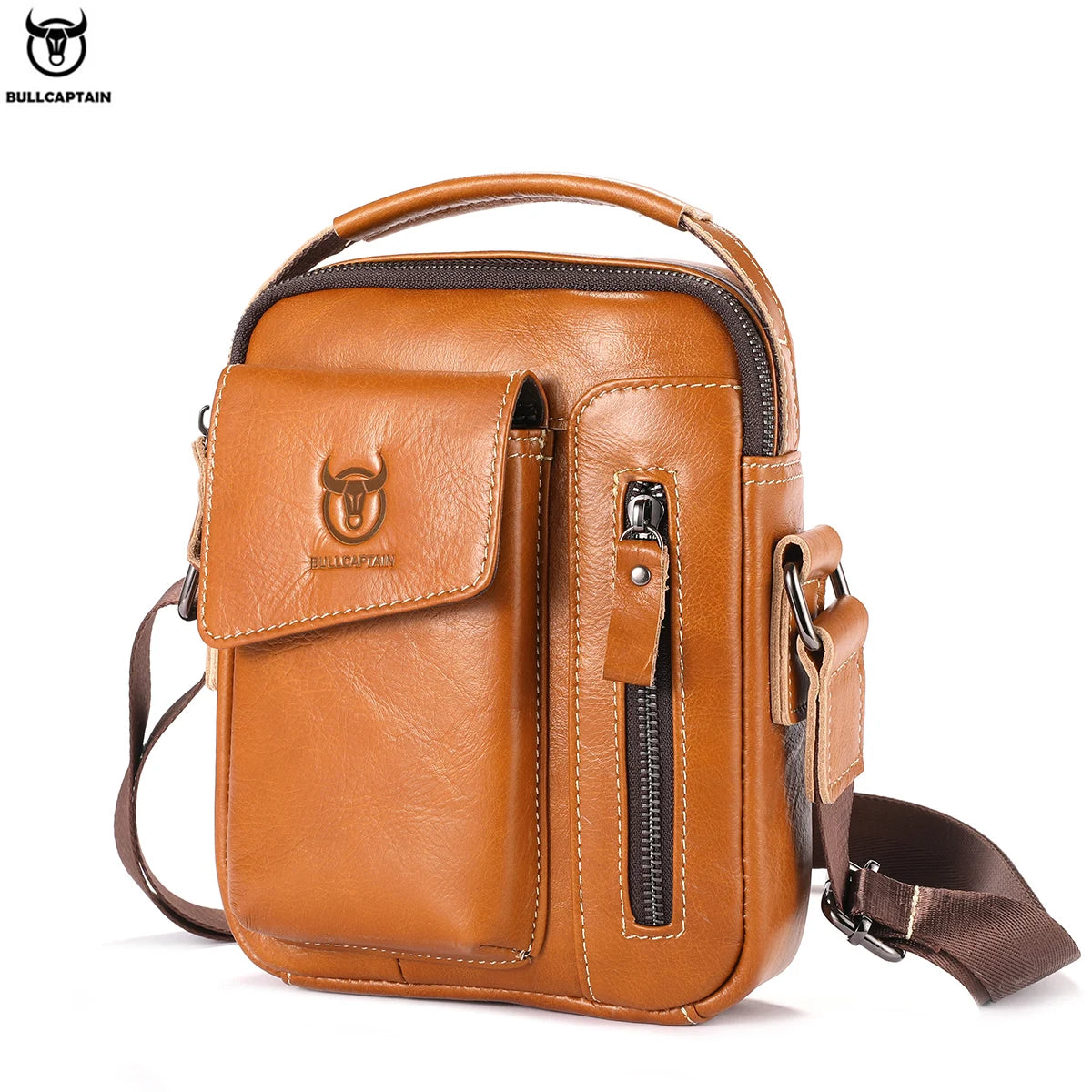 Casual Fashion Men's Messenger Bag's Business Portable Handbag Man Leather Shoulder Bag Mobile 6.5'' Phone Bags
