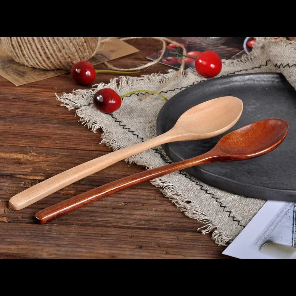 1/2pcs Wooden Spoon Kitchen Cooking Utensil Tools Soup Tea Spoon Tableware Catering Cooking Tool Coffee Soup Honey Spoon