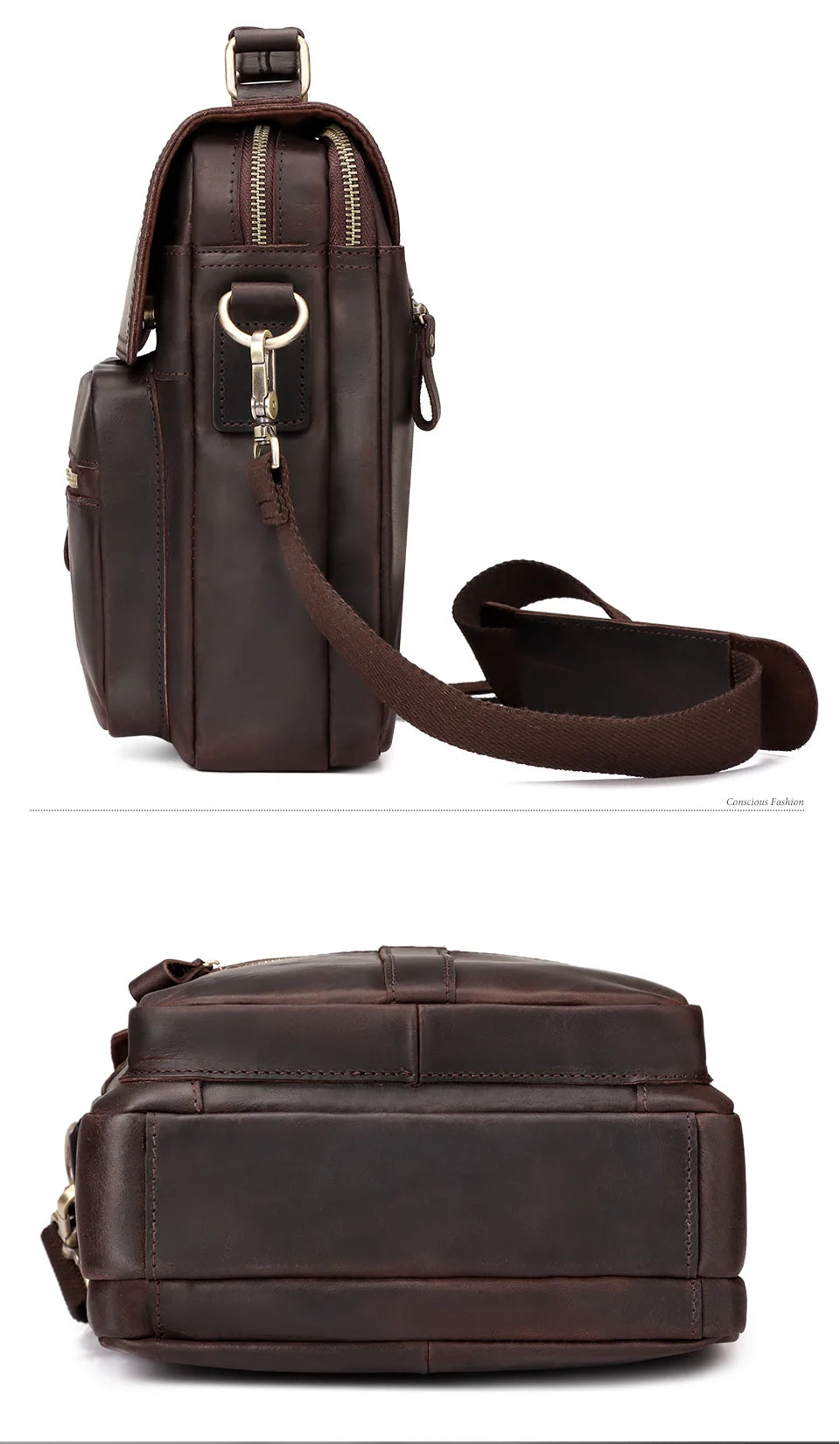 Genuine Leather Men's Shoulder Bag Luxury Work Business Messenger Bags Fashion Male Crossbody with Adjustable Straps