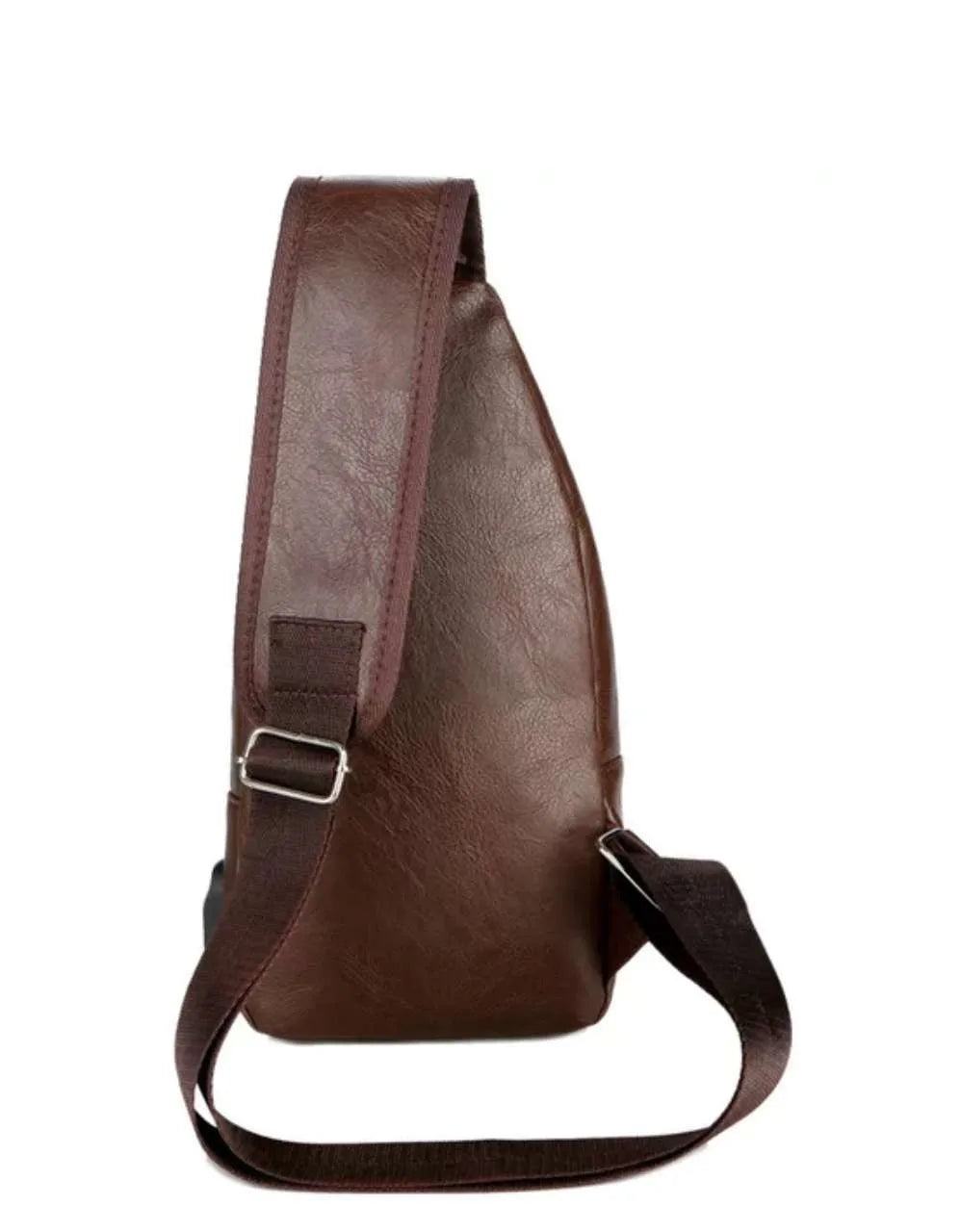 Simple and Fashionable Casual Solid Color PU Multifunctional USB Charging Zipper MEN'S Chest Bag Crossbody Bag for Commuting