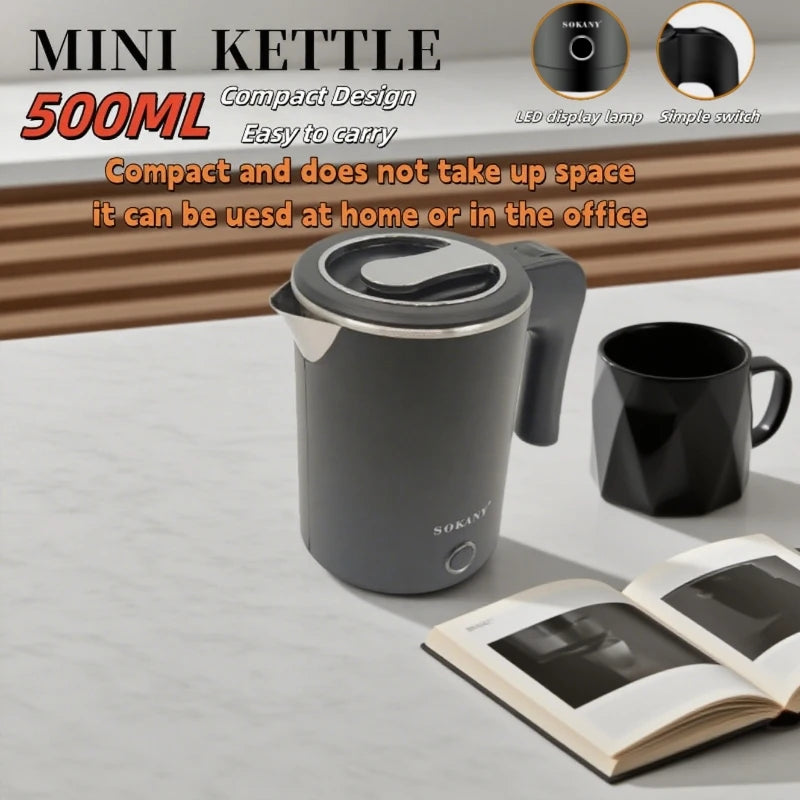 Portable Electric Kettle 500ML Stainless Steel Water Boiler for Tea Coffee Travel Family Use Smart kettle  Kitchen Appliance