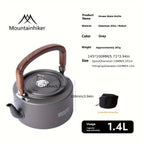 Camping Tea Kettle - Aluminum Alloy Construction, Wooden Handle, Portable Outdoor Kettle for Camping, Hiking, Durable Cookware