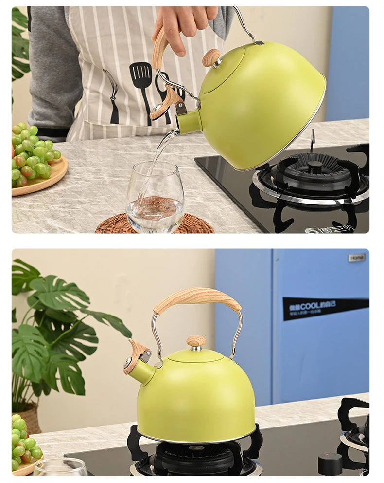 Whistle Kettle Stainless Steel Kettle for Boiling Water Chirping Camping Teapot Folding Handle Teapots to Boil Water Gas Stove