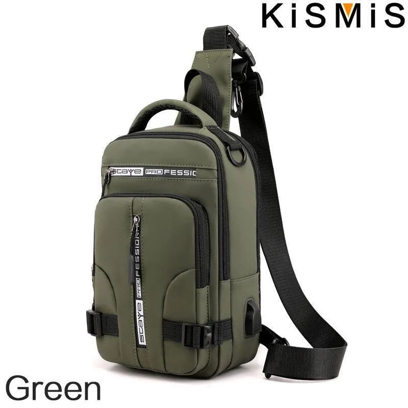 Men's Multifunction  Messenger Bag Shoulder Cloth Chest Bags Crossbody Casual Man USB Charging Handbag
