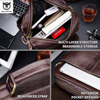 Men's Leather Shoulder Bag, Retro Business Crossbody Bag, Large Capacity Fashion Casual Youth Student Handbag