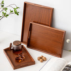 Wooden Serving Tray with Handles Bamboo Tea Tray Food Tray for Breakfast Coffee Dessert Snack Platter Home Coffee Table