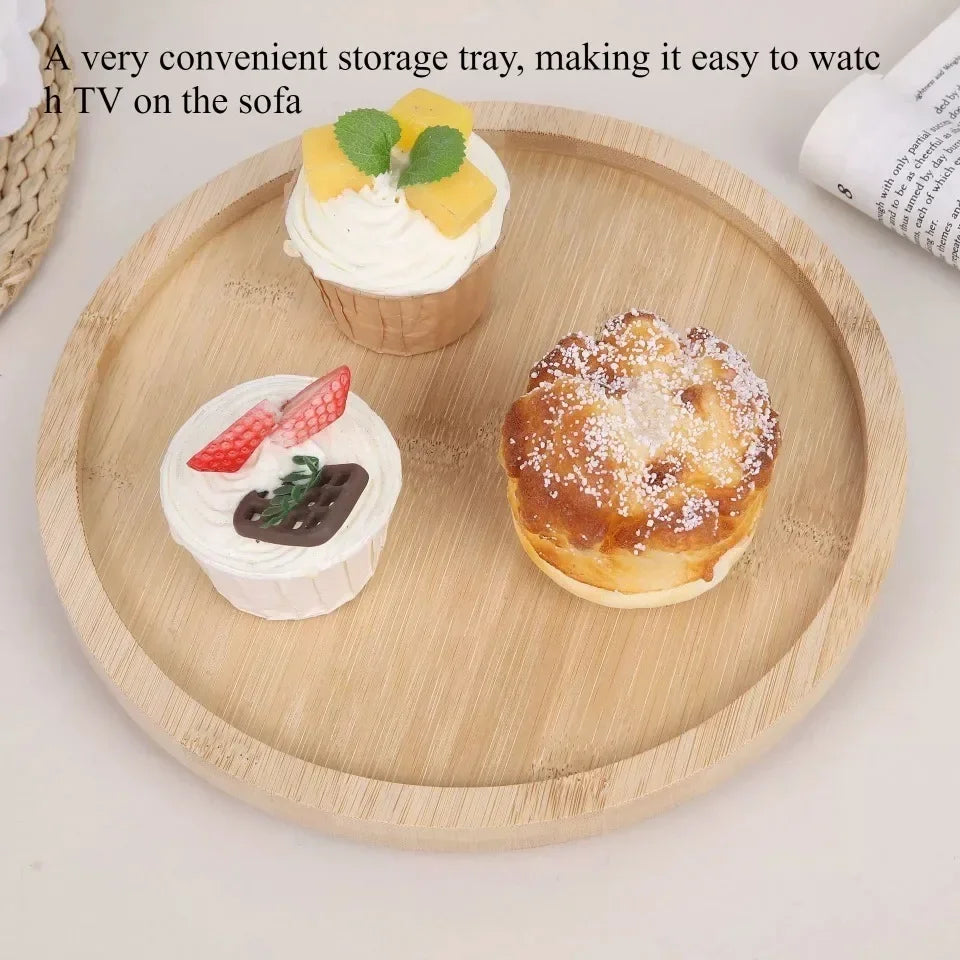 Sofa Tray Table Sofa Handrail Clip-on Tray Made Solid Wood Portability TV Food Multifunctional Portable Foldable Circular Tray