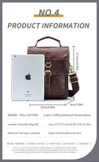 Men's Leather Shoulder Bag, Retro Business Crossbody Bag, Large Capacity Fashion Casual Youth Student Handbag