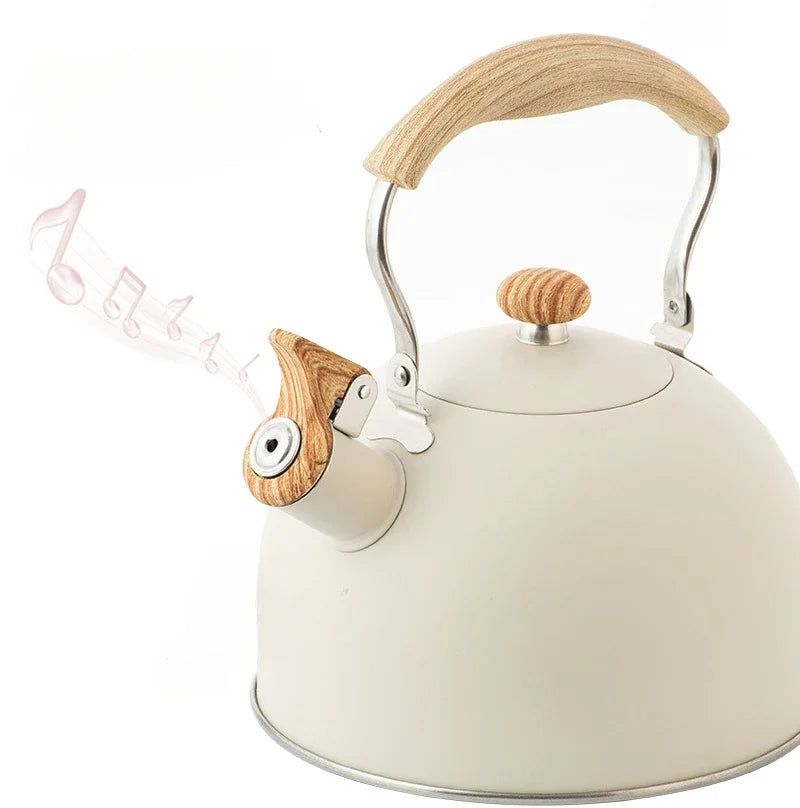 Whistle Kettle Stainless Steel Kettle for Boiling Water Chirping Camping Teapot Folding Handle Teapots to Boil Water Gas Stove