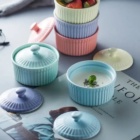 New Small Ceramic Cooking Pots with Lid Home Used Steamed Egg Stew Soup Pot Cheap Oven Hotpot Casserole Thermal Cooker