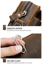 Crazy Horse Skin Men's Wearing Belt Phone Waist Bag Top Layer Cowhide Multi functional Single Shoulder Crossbody Phone Bag