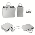 Tote Bag Women Shopping Bag Felt Foldable Grocery Basket  Storage Organizer Utility Tote Handbag for Picnic Beach Pool Travel