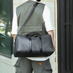 Men’s Black Traveling Bag Large Capacity Business Travel Luggage Bag Classic Full Body Printed Handbag Shoulder Bags for Men