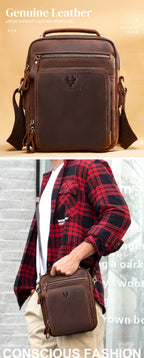 Men's Cowhide Shoulder Bag Casual Crossbody Bags Full Grain Leather Multifunctional Ipad Messenger Handbag Quality