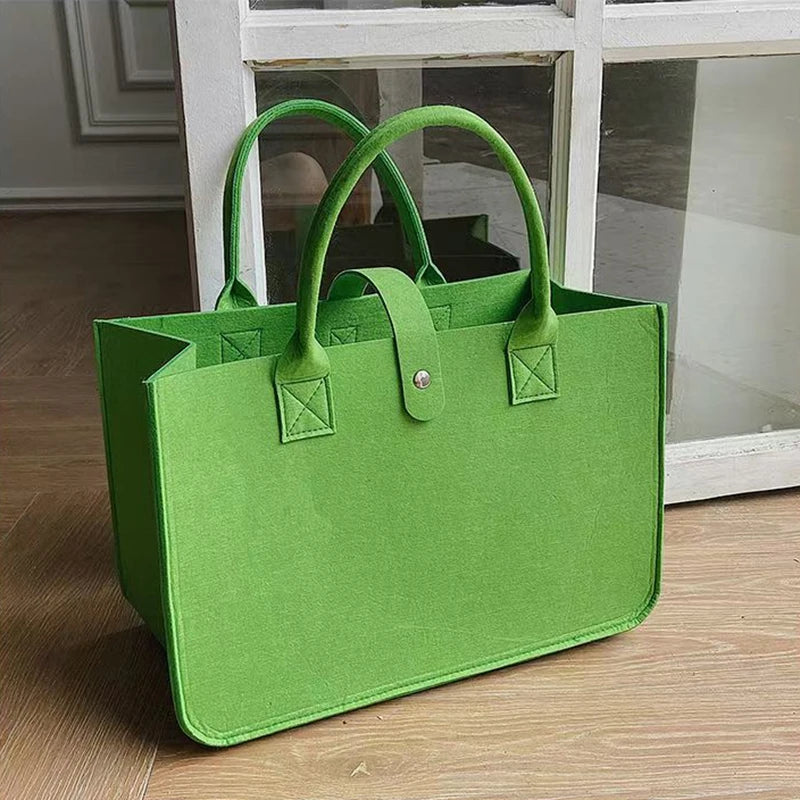 Tote Bag Women Shopping Bag Felt Foldable Grocery Basket  Storage Organizer Utility Tote Handbag for Picnic Beach Pool Travel