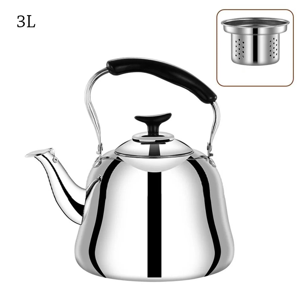Stainless Steel Whistling Teakettle Fast Heating Base Large Capacity Water Kettles Thickened Gas Stove Induction Cooker Cookware