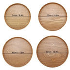 Wooden Serving Tray Tea Plate Fruits Candies Food Tray Home Decoration Round Tableware Salad Dessert Plate Kitchen Accessories