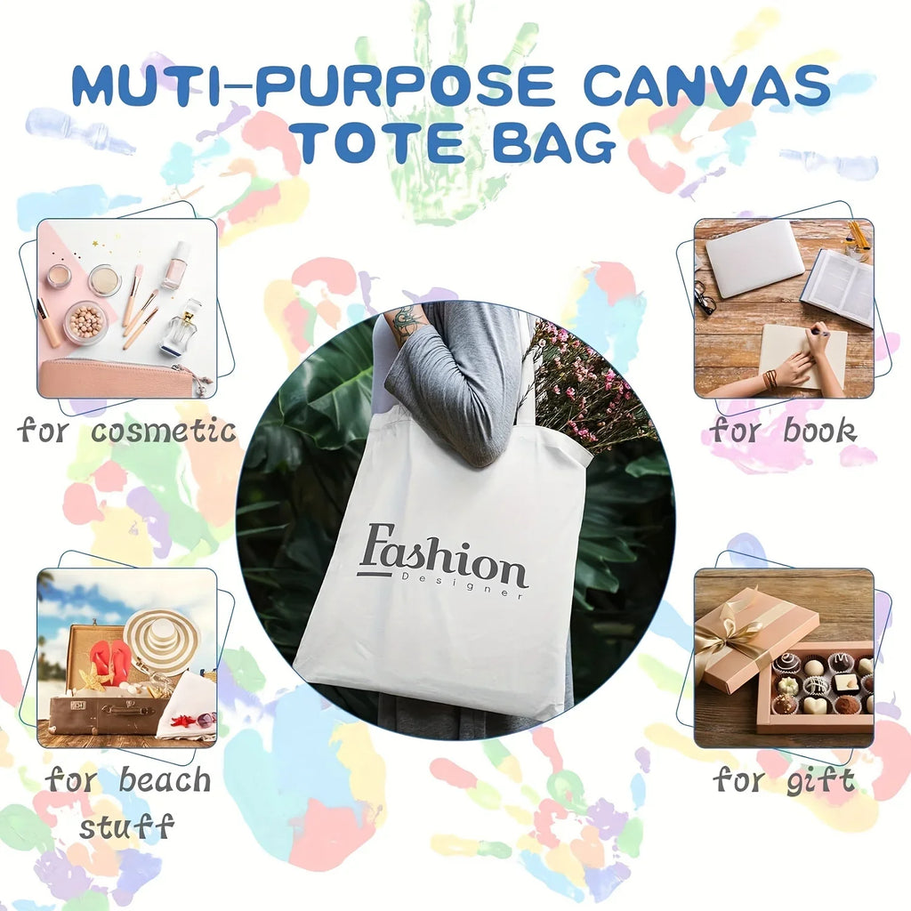 6 Pack Blank DIY Tote Bags-Washable, Reusable Grocery Bags for Heat Transfer/Sublimation Projects, Ideal for Shopping & Errands